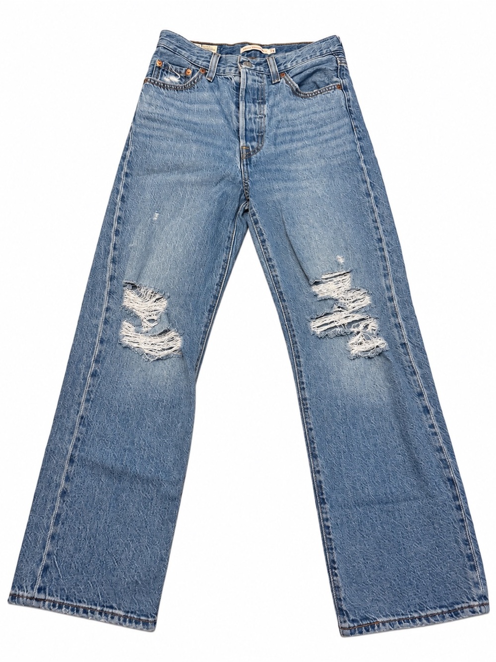 Levi’s Premium Ribcage Straight Ankle Distressed Jeans size 24